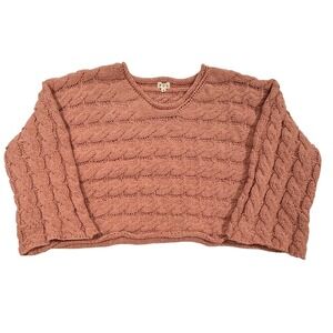 POL Womens Dusty Rose Chunky Cable Knit Cropped Boxy Sweater YST574A Small W503
